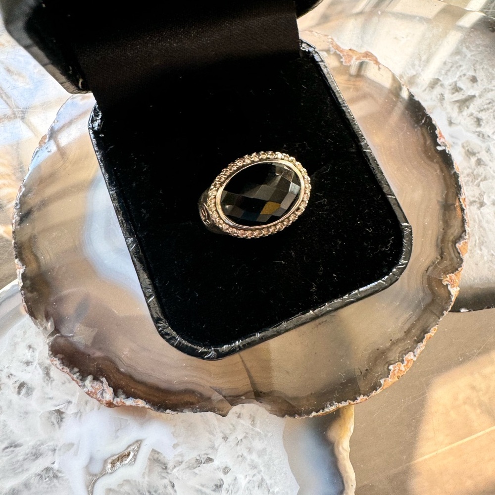 David Yurman Black Onyx and Diamond Ring